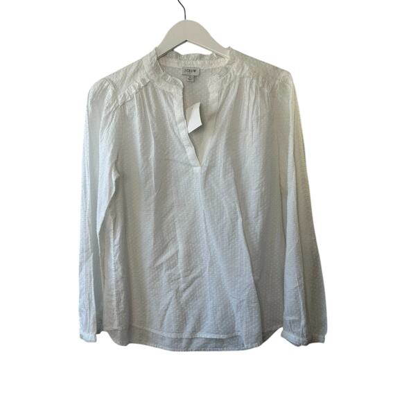J.Crew White Popover Ruffle Top in Swiss Dot Women's Size Small New - Picture 1 of 7
